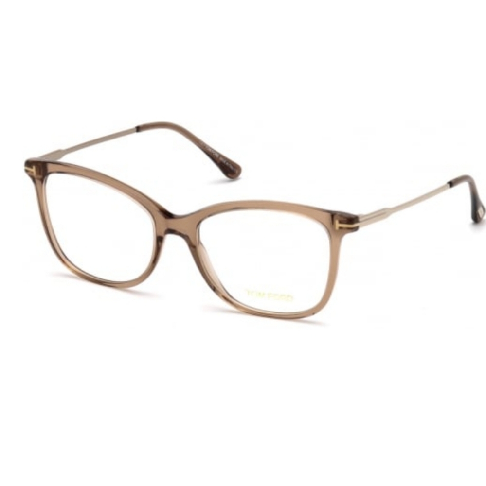Tom Ford Shiny Transparent Brown Frames Shiny Rose Gold Sides